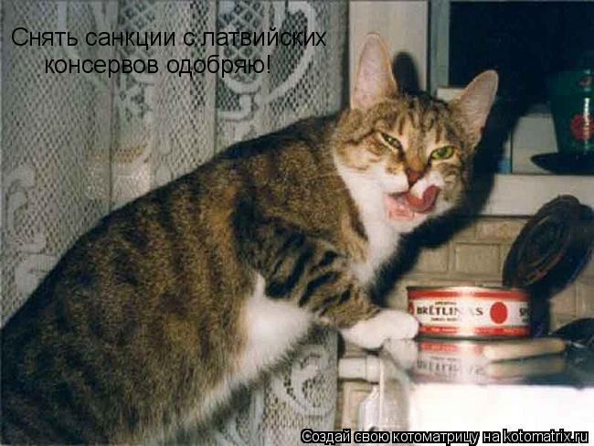 Снять санкции с латвийских консервов одобряю!... Котоматрица: Снять санкции с латвийских консервов одобряю!