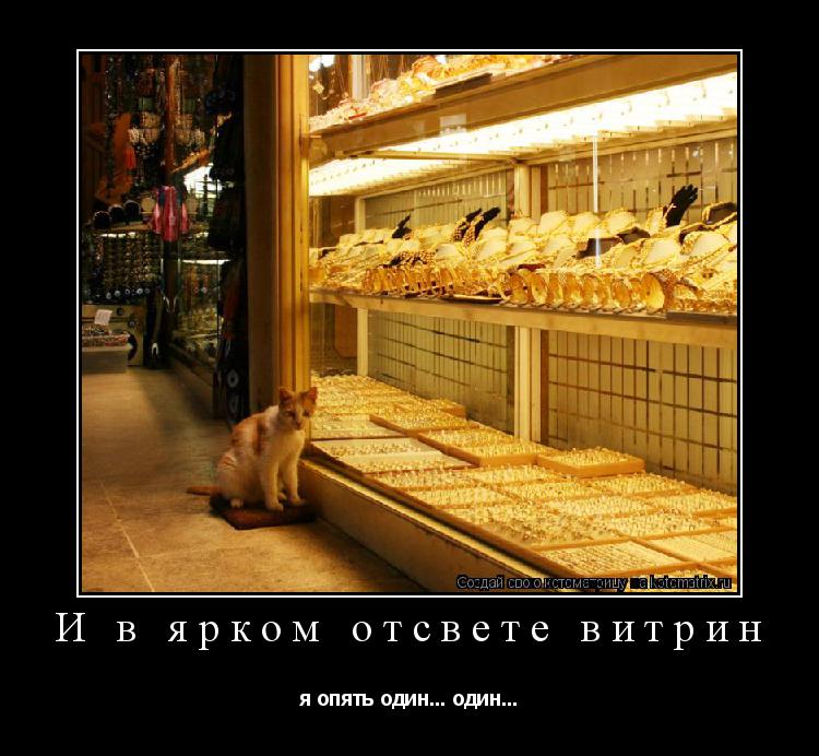 И в ярком отсвете витрин я опять один... один...... Котоматрица: И в ярком отсвете витрин я опять один... один...