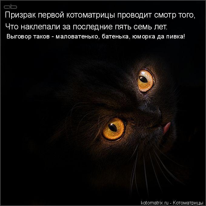 Призрак первой котоматрицы проводит смотр того, Что наклепали за последние пять семь лет. Выговор так... Котоматрица: Призрак первой котоматрицы проводит смотр того, Что наклепали за последние пять семь лет. Выговор таков - маловатенько, батенька, юморка да