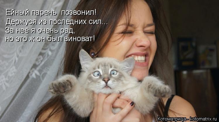 Котоматрица: За неё я очень рад, Ейный парень  позвонил! Держуся из последних сил... но это ж он был виноват!