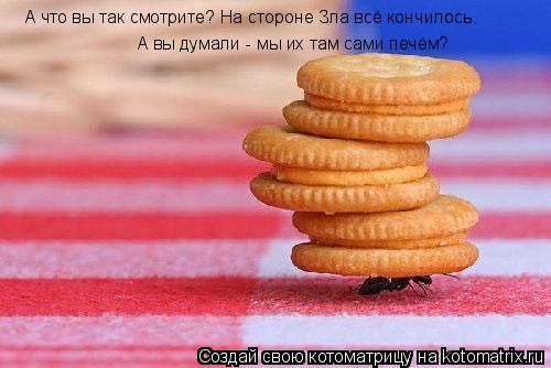 А что вы так смотрите? На стороне Зла всё кончилось. А вы думали - мы их там сами печём?... Котоматрица: А что вы так смотрите? На стороне Зла всё кончилось. А вы думали - мы их там сами печём?