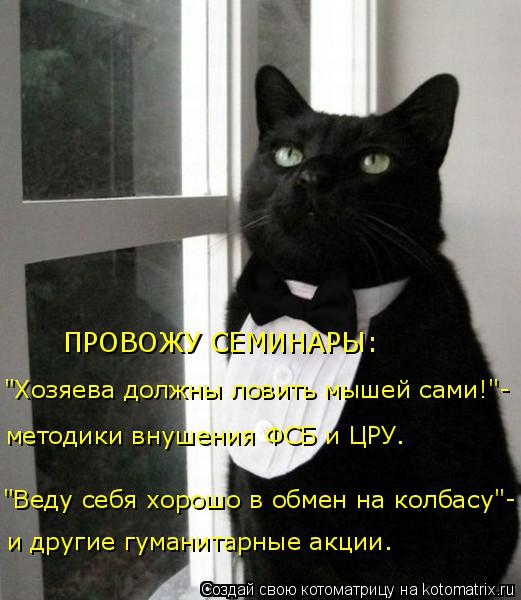 "Хозяева должны ловить мышей сами!"- методики внушения ФСБ и ЦРУ. "Веду себя хорошо в обмен на колбас... Котоматрица: "Хозяева должны ловить мышей сами!"- методики внушения ФСБ и ЦРУ. "Веду себя хорошо в обмен на колбасу"- и другие гуманитарные акции. ПРОВОЖУ С