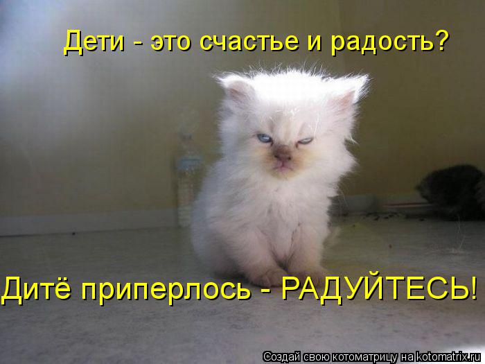 Котоматрица: Дети - это счастье и радость? Дитё приперлось - РАДУЙТЕСЬ!