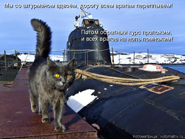 Мы со штурманом вдвоём, дорогу всем врагам переплывём! Потом обратный курс проложим, и всех врагов н... Котоматрица: Мы со штурманом вдвоём, дорогу всем врагам переплывём! Потом обратный курс проложим, и всех врагов на ноль помножим!