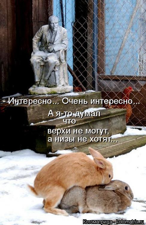 - Интересно... Очень интересно... А я-то думал верхи не могут, что а низы не хотят...... Котоматрица: - Интересно... Очень интересно... А я-то думал верхи не могут, что а низы не хотят...