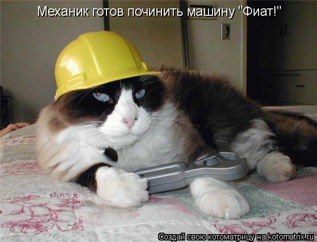 Котоматрица: Механик готов починить машину "Фиат!"