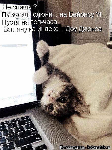 Не спишь ? Пускаешь слюни... на Бейонсу ?! Пусти на пол-часа, Взгляну на индекс... Доу Джонса.... Котоматрица: Не спишь ? Пускаешь слюни... на Бейонсу ?! Пусти на пол-часа, Взгляну на индекс... Доу Джонса.