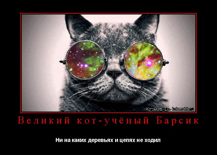 Великий кот-учёный Барсик Ни на каких деревьях и цепях не ходил... Котоматрица: Великий кот-учёный Барсик Ни на каких деревьях и цепях не ходил
