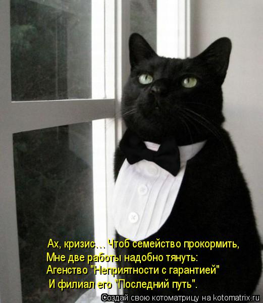 Ах, кризис… Чтоб семейство прокормить, Мне две работы надобно тянуть: Агенство "Неприятности с гарант... Котоматрица: Ах, кризис… Чтоб семейство прокормить, Мне две работы надобно тянуть: Агенство "Неприятности с гарантией" И филиал его "Последний путь".