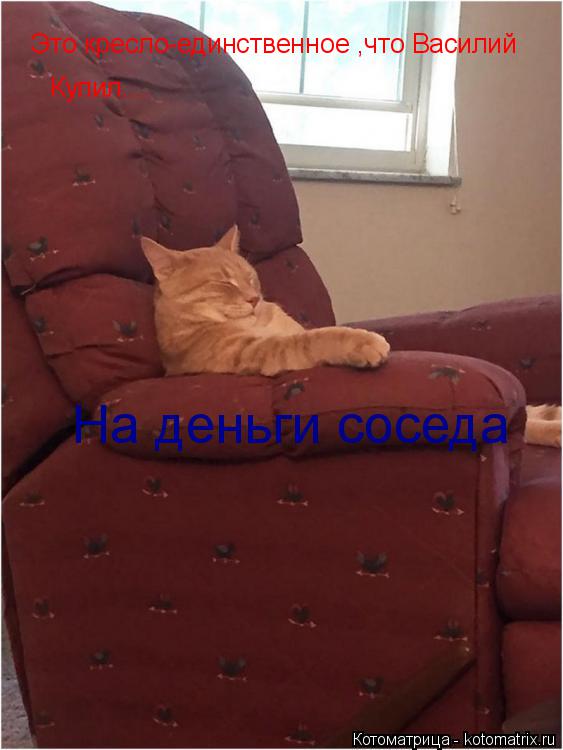Это кресло-единственное ,что Василий Купил.... На деньги соседа... Котоматрица: Это кресло-единственное ,что Василий Купил.... На деньги соседа