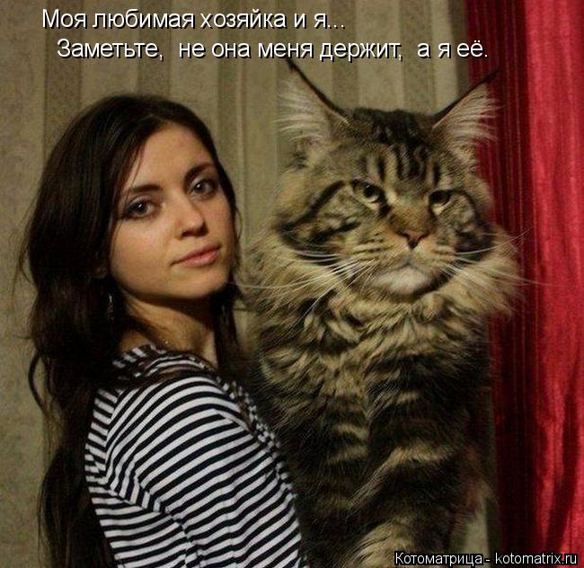 Моя любимая хозяйка и я... Заметьте, не она меня держит, а я её.... Котоматрица: Моя любимая хозяйка и я... Заметьте, не она меня держит, а я её.