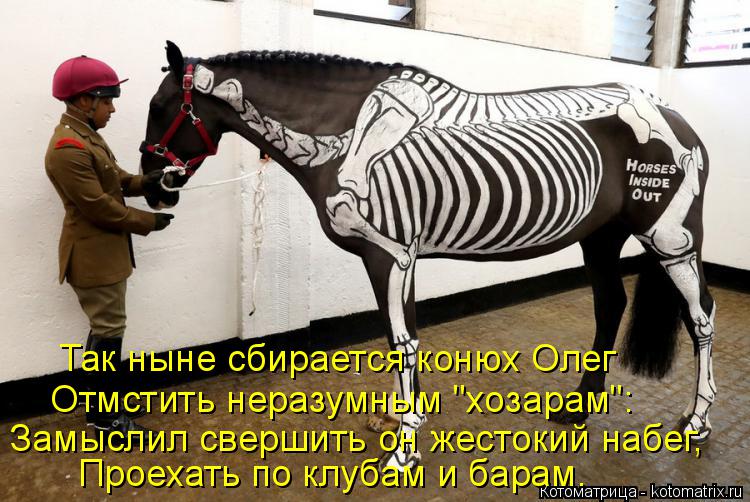 Так ныне сбирается конюх Олег Отмстить неразумным "хозарам": Замыслил свершить он жестокий набег, Про... Котоматрица: Так ныне сбирается конюх Олег Отмстить неразумным "хозарам": Замыслил свершить он жестокий набег, Проехать по клубам и барам.