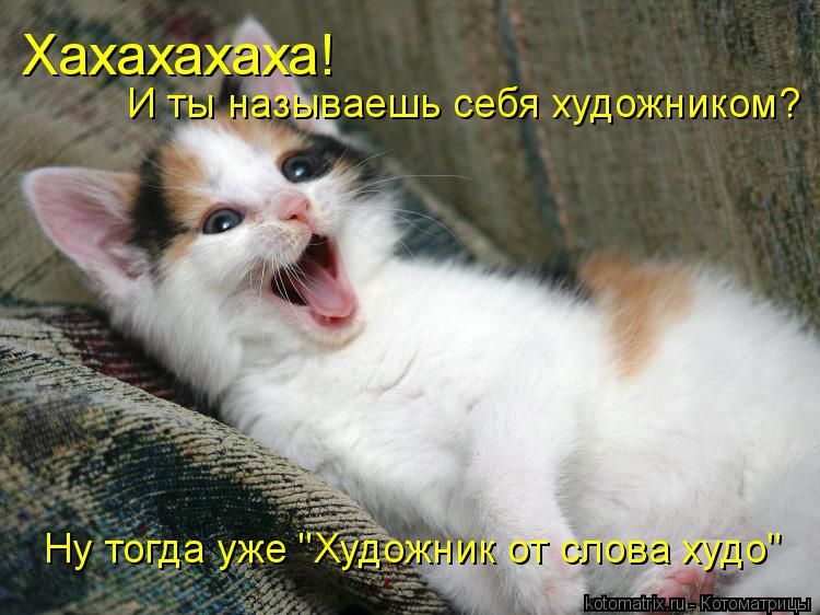 Котоматрица: Ну тогда уже "Художник от слова худо" И ты называешь себя художником? Хахахахаха!