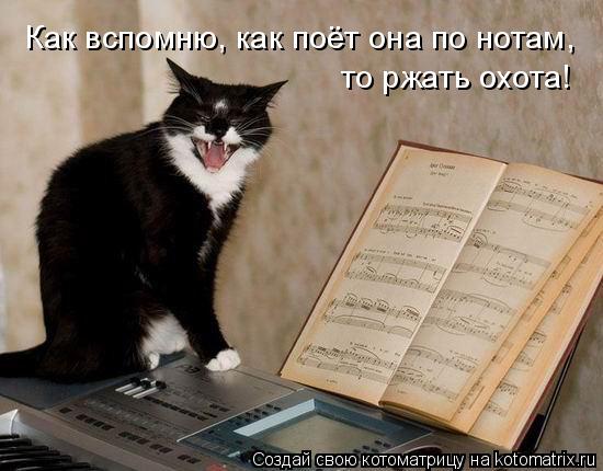 Котоматрица: Как вспомню, как поёт она по нотам,  то ржать охота!