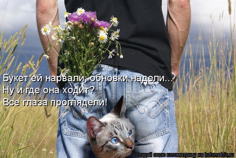 Букет ей нарвали, обновки надели... Ну и где она ходит? Все глаза проглядели!... Котоматрица: Букет ей нарвали, обновки надели... Ну и где она ходит? Все глаза проглядели!