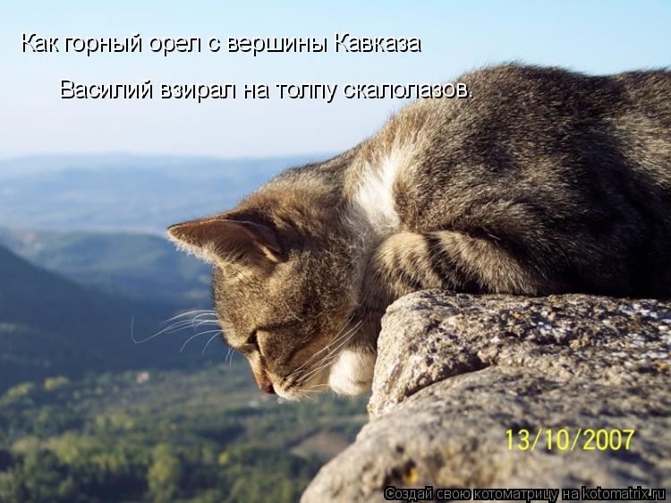 Как горный орел с вершины Кавказа Василий взирал на толпу скалолазов.... Котоматрица: Как горный орел с вершины Кавказа Василий взирал на толпу скалолазов.