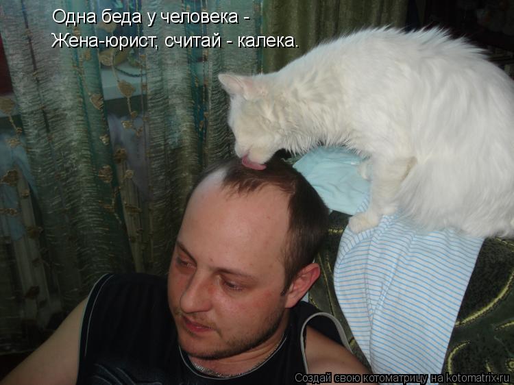 Одна беда у человека - Жена-юрист, считай - калека.... Котоматрица: Одна беда у человека - Жена-юрист, считай - калека.